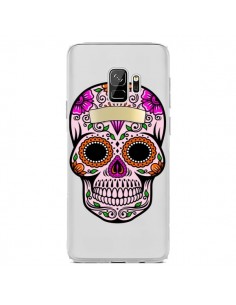 Coque Samsung S9 Tête de Mort Mexicaine Noir Rose...
