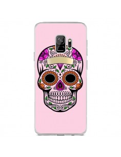 Coque Samsung S9 Tête de Mort Mexicaine Rose Multicolore...