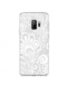 Coque Samsung S9 Lace Fleur Flower Blanc Transparente -...