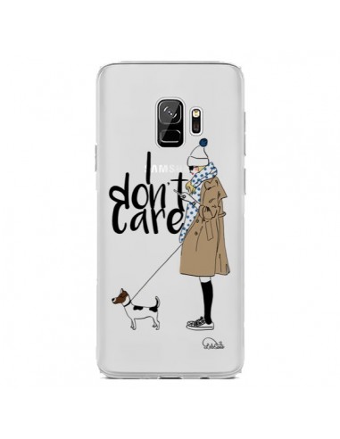 Coque Samsung S9 I don't care Fille Chien Transparente - Lolo Santo