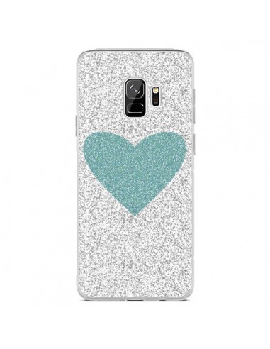 Coque Samsung S9 Coeur Bleu Vert Argent Love - Mary Nesrala