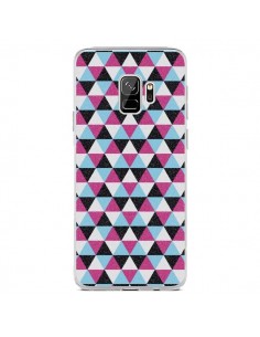 Coque Samsung S9 Azteque Triangles Rose Bleu Gris - Mary...