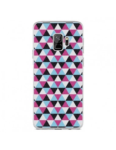 Coque Samsung S9 Azteque Triangles Rose Bleu Gris - Mary Nesrala