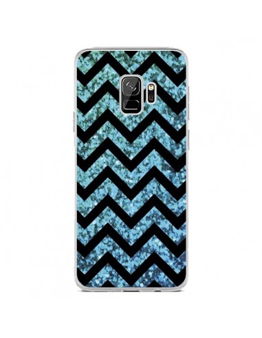 Coque Samsung S9 Chevron Aqua Sparkle Triangle Azteque - Mary Nesrala