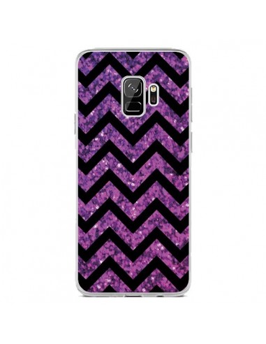 Coque Samsung S9 Chevron Purple Sparkle Triangle Azteque - Mary Nesrala