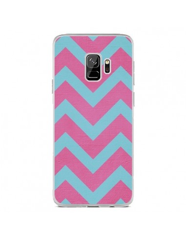 Coque Samsung S9 Strawberry Chevron Rose Bleu - Mary Nesrala