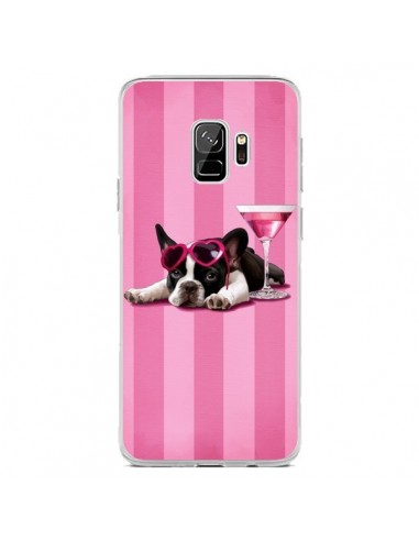 Coque Samsung S9 Chien Dog Cocktail Lunettes Coeur Rose - Maryline Cazenave