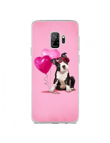Coque Samsung S9 Chien Dog Ballon Lunettes Coeur Rose - Maryline Cazenave