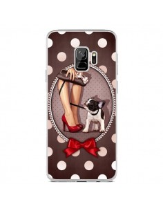 Coque Samsung S9 Lady Jambes Chien Dog Pois Noeud...