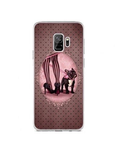 Coque Samsung S9 Lady Jambes Chien Dog Rose Pois Noir - Maryline Cazenave