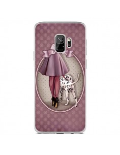 Coque Samsung S9 Lady Chien Dog Dalmatien Robe Pois -...