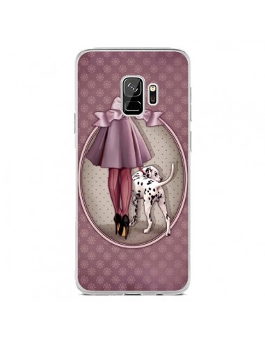 Coque Samsung S9 Lady Chien Dog Dalmatien Robe Pois - Maryline Cazenave