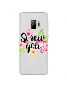 Coque Samsung S9 Screw you Flower Fleur Transparente -...