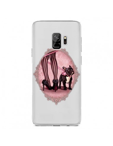 Coque Samsung S9 Lady Jambes Chien Bulldog Dog Rose Pois Noir Transparente - Maryline Cazenave