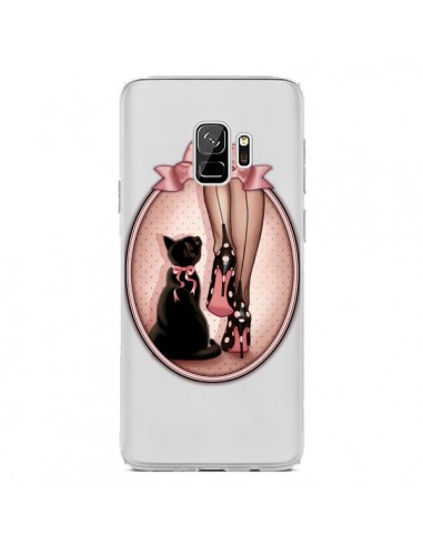 Coque Samsung S9 Lady Chat Noeud Papillon Pois Chaussures Transparente - Maryline Cazenave