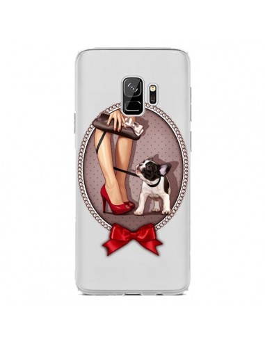 Coque Samsung S9 Lady Jambes Chien Bulldog Dog Pois Noeud Papillon Transparente - Maryline Cazenave
