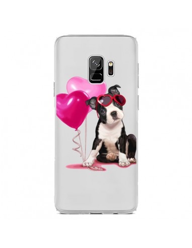 Coque Samsung S9 Chien Dog Ballon Lunettes Coeur Rose Transparente - Maryline Cazenave