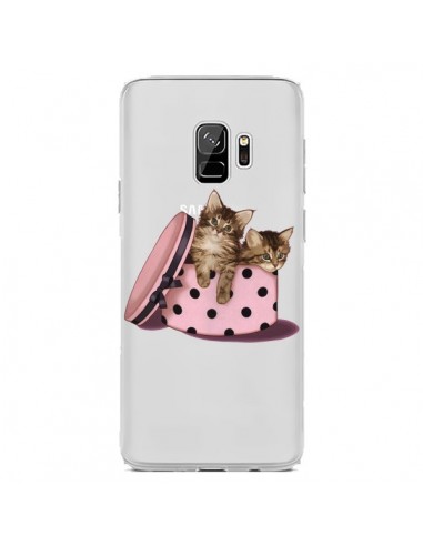 Coque Samsung S9 Chaton Chat Kitten Boite Pois Transparente - Maryline Cazenave