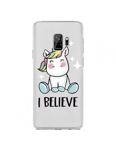 Coque Samsung S9 Licorne I Believe Transparente - Maryline Cazenave