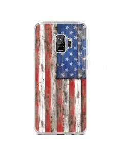 Coque Samsung S9 Drapeau USA Vintage Bois Wood -...