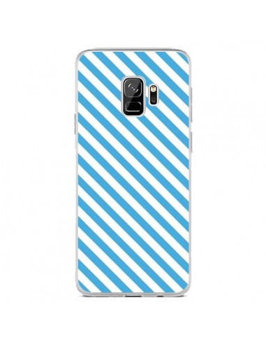 Coque Samsung S9 Bonbon Candy Bleue et Blanche Rayée - Nico