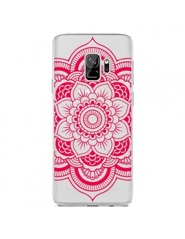 Coque Samsung S9 Mandala Rose Fushia Azteque Transparente - Nico