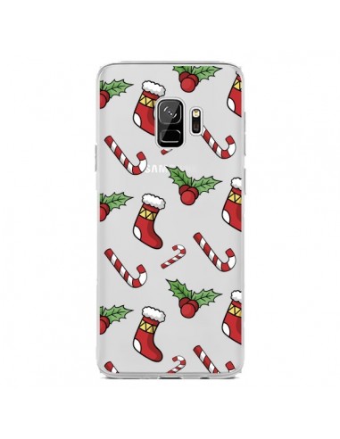 Coque Samsung S9 Chaussette Sucre d'Orge Houx de Noël transparente - Nico
