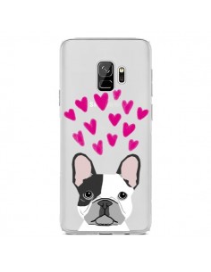 Coque Samsung S9 Bulldog Français Coeurs Chien...