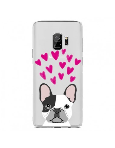 Coque Samsung S9 Bulldog Français Coeurs Chien Transparente - Pet Friendly