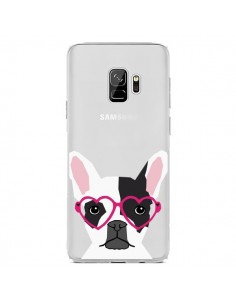 Coque Samsung S9 Bulldog Français Lunettes Coeurs Chien...