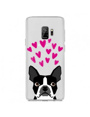 Coque Samsung S9 Boston Terrier Coeurs Chien Transparente - Pet Friendly