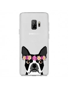 Coque Samsung S9 Boston Terrier Fleurs Chien Transparente...