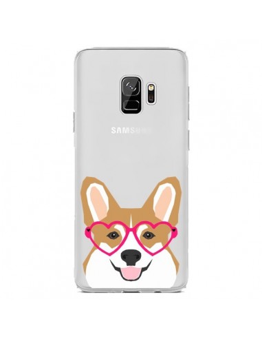 Coque Samsung S9 Chien Marrant Lunettes Coeurs Transparente - Pet Friendly