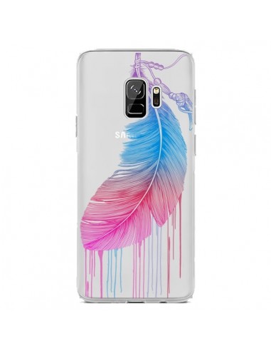 Coque Samsung S9 Plume Feather Arc en Ciel Transparente - Rachel Caldwell
