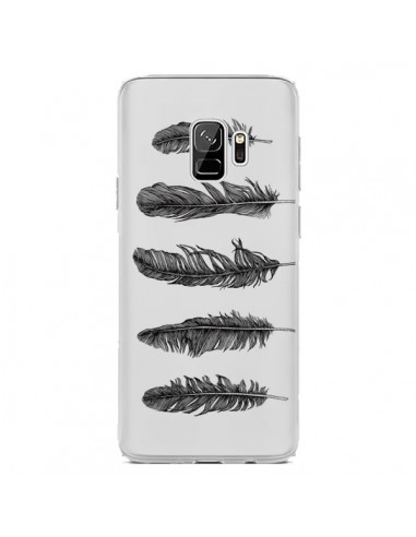 Coque Samsung S9 Plume Feather Noir Transparente - Rachel Caldwell