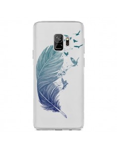 Coque Samsung S9 Plume Feather Fly Away Transparente -...