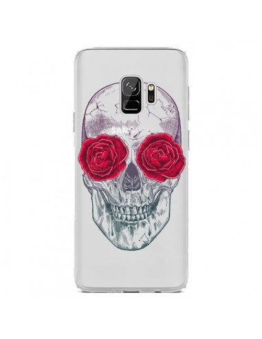 Coque Samsung S9 Tête de Mort Rose Fleurs Transparente - Rachel Caldwell