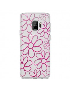 Coque Samsung S9 Flower Garden Pink Fleur Transparente -...