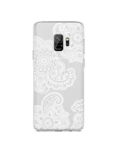 Coque Samsung S9 Lacey Paisley Mandala Blanc Fleur Transparente - Sylvia Cook