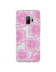 Coque Samsung S9 Pink Doodle Flower Mandala Rose Fleur...