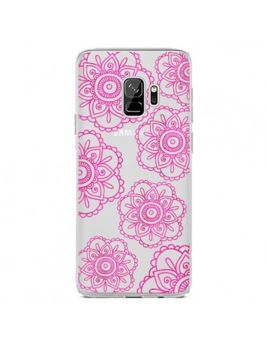 Coque Samsung S9 Pink Doodle Flower Mandala Rose Fleur Transparente - Sylvia Cook