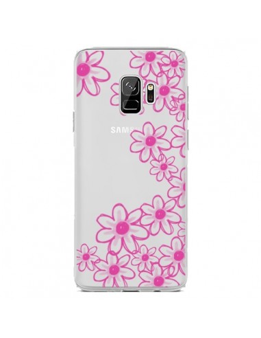 Coque Samsung S9 Pink Flowers Fleurs Roses Transparente - Sylvia Cook