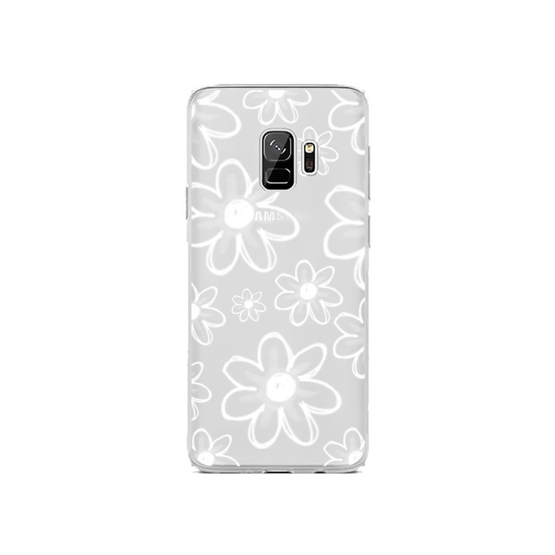 Coque Samsung S9 Mandala Blanc White Flower Transparente - Sylvia Cook