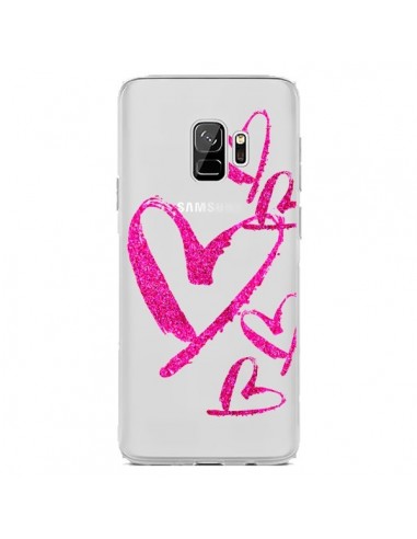 Coque Samsung S9 Pink Heart Coeur Rose Transparente - Sylvia Cook