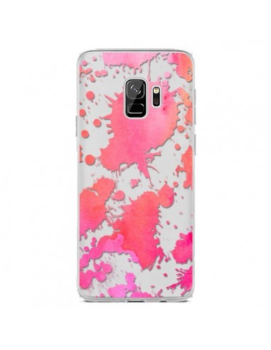 Coque Samsung S9 Watercolor Splash Taches Rose Orange Transparente - Sylvia Cook