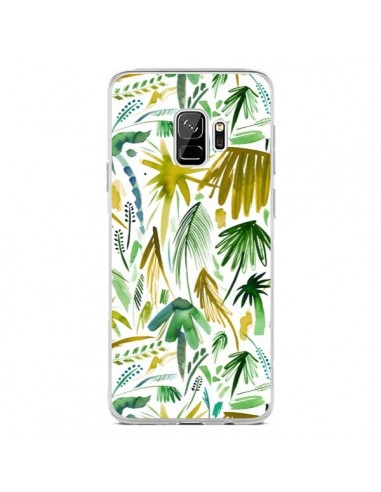 Coque Samsung S9 Brushstrokes Tropical Palms Green - Ninola Design