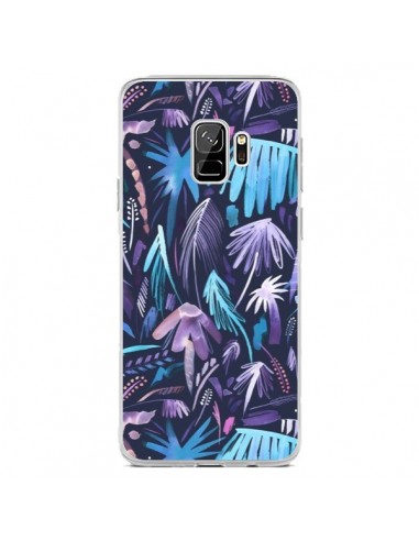 Coque Samsung S9 Brushstrokes Tropical Palms Navy - Ninola Design