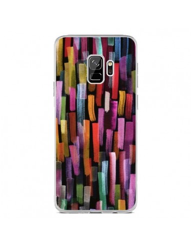 Coque Samsung S9 Colorful Brushstrokes Black - Ninola Design