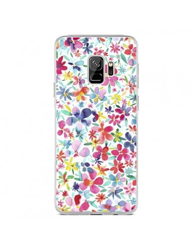 Coque Samsung S9 Colorful Flowers Petals Blue - Ninola Design