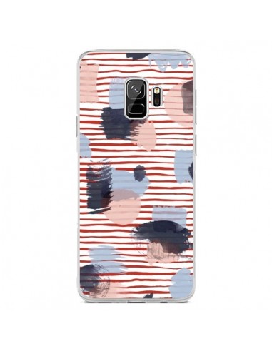 Coque Samsung S9 Watercolor Stains Stripes Red - Ninola Design